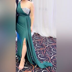 Shein Green Satin formal dress